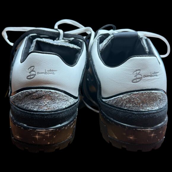 P448 George Stella Low Top Women's EU 41 US 10-10.5 Sneakers Black White Shoes - Picture 4 of 13